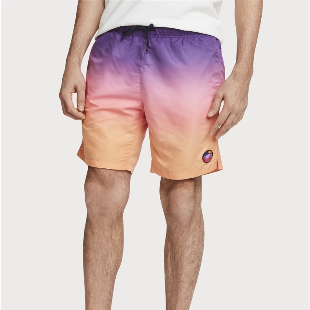 Scotch & Soda Mens Lined Gradient Print Surf Swim Beach Shorts Small